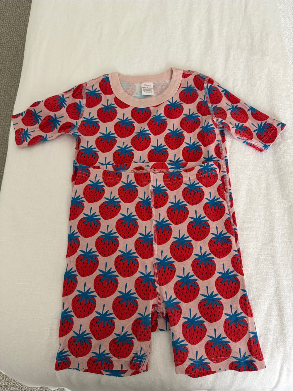 Hanna Andersson Strawberry Cotton Romper - Pink, Red & Blue